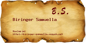 Biringer Samuella névjegykártya